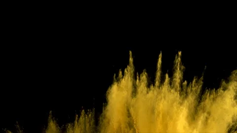 Yellow powder explosion in slow motion with acceleration in vertical motion Stock Footage 122487840