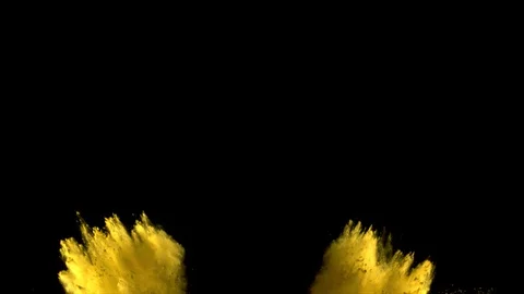 Yellow powder explosion. Slow motion movement in three directions Stock Footage 122522058