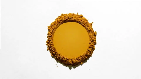 Yellow powder stack with circular trace for bee pollen Stock Footage 339381639
