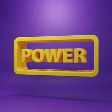 Yellow Power button icon isolated on purple background. Start sign. Minimal.. Stock Photos