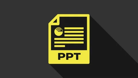 Yellow PPT file document. Download ppt button icon isolated on grey background Stock Footage 147694524