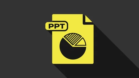 Yellow PPT file document. Download ppt button icon isolated on grey background Stock Footage 147696858