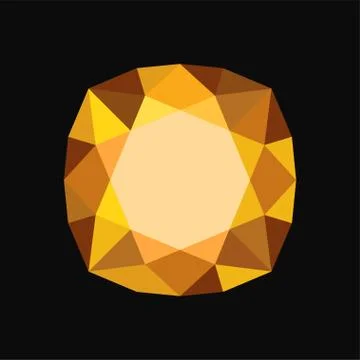 Yellow precious stone, gemstone vector Illustration on a black background 스톡 일러스트