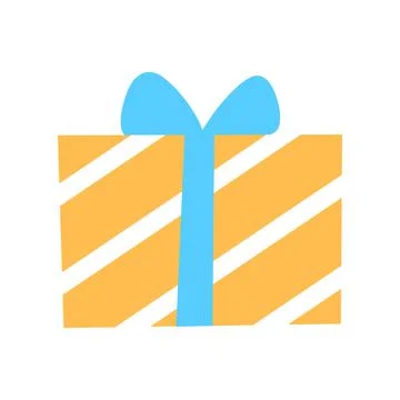 Yellow present flat icon isolated on white Stock Illustration