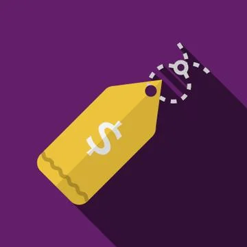 Yellow price tag flat vector icon Stock Illustration