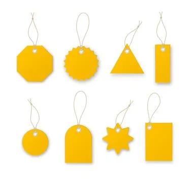 Yellow price tags vector collection. Special offer or shopping discount label Stock Illustration