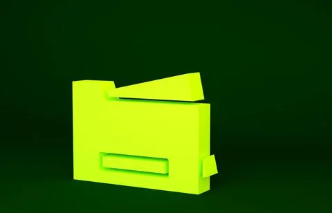 Yellow Printer icon isolated on green background. Minimalism concept. 3d illu Stock Illustration
