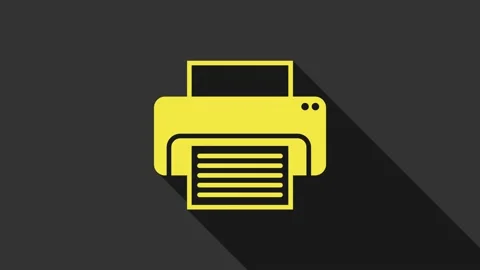 Yellow Printer icon isolated on grey background. 4K Video motion graphic Stock Footage 147691505