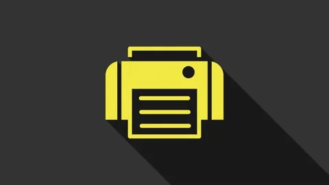 Yellow Printer icon isolated on grey background. 4K Video motion graphic Stock Footage 147704330