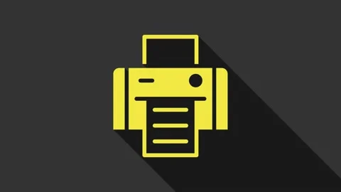 Yellow Printer icon isolated on grey background. 4K Video motion graphic Stock Footage 147706955