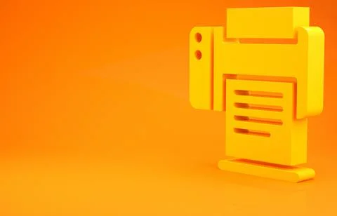 Yellow Printer icon isolated on orange background. Minimalism concept. 3d ill イラスト素材