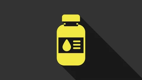 Yellow Printer ink bottle icon isolated on grey background. 4K Video motion Stock Footage 147706841