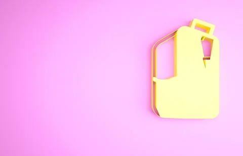 Yellow Printer ink bottle icon isolated on pink background. Minimalism concep Illustrazione stock