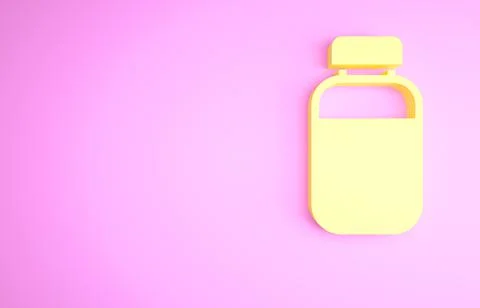 Yellow Printer ink bottle icon isolated on pink background. Minimalism concep Stock Illustration