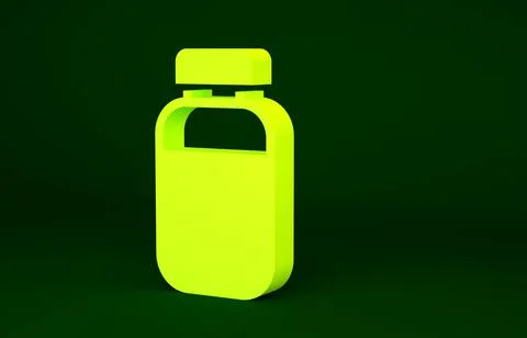 Yellow Printer ink bottle icon isolated on green background. Minimalism conce 스톡 일러스트