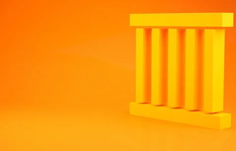 Yellow Prison window icon isolated on orange background. Minimalism concept.  Stock Illustration