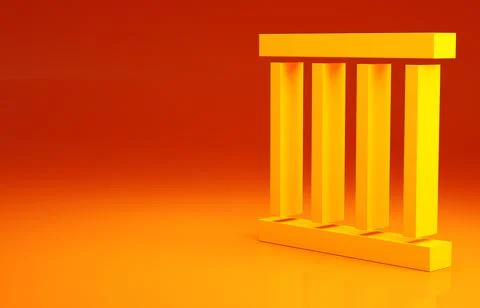 Yellow Prison window icon isolated on orange background. Minimalism concept.  Stock Illustration