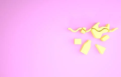 Yellow The problem of pollution of the ocean icon isolated on pink background Illustrazione stock