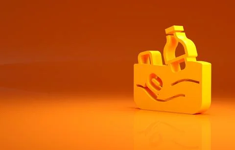 Yellow The problem of pollution of the ocean icon isolated on orange background Illustrazione stock