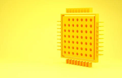 Yellow Processor icon isolated on yellow background. CPU, central processing  イラスト素材