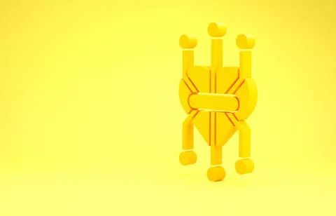 Yellow Processor icon isolated on yellow background. CPU, central processing  스톡 일러스트