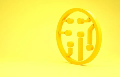 Yellow Processor icon isolated on yellow background. CPU, central processing  イラスト素材