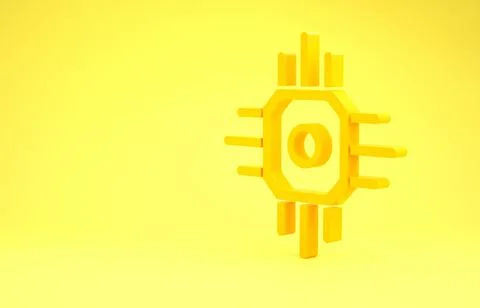 Yellow Processor icon isolated on yellow background. CPU, central processing  库存插图