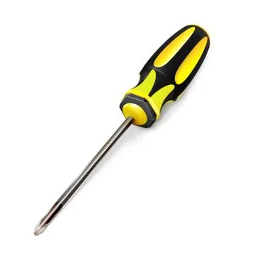 Yellow professional realistic screwdriver with a plastic handle. isometric 3d Stock Illustration
