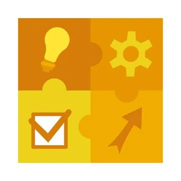 Yellow project development cycle concept on white background Stock Illustration