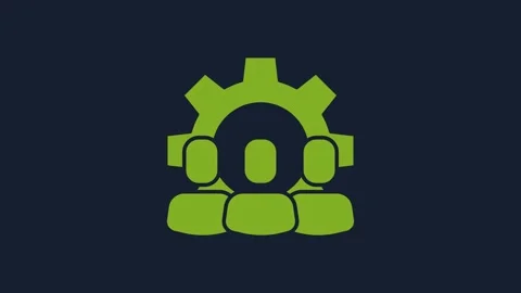 Yellow Project team base icon isolated on blue background. Business analysis and Stock Footage 232065194