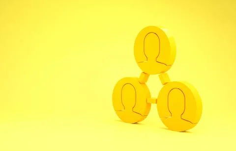 Yellow Project team base icon isolated on yellow background. Business analysi Illustrazione stock