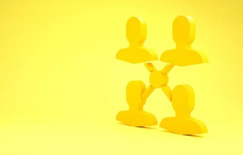 Yellow Project team base icon isolated on yellow background. Business analysi Illustrazione stock