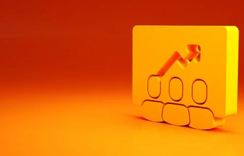 Yellow Project team base icon isolated on orange background. Business analysi Illustrazione stock