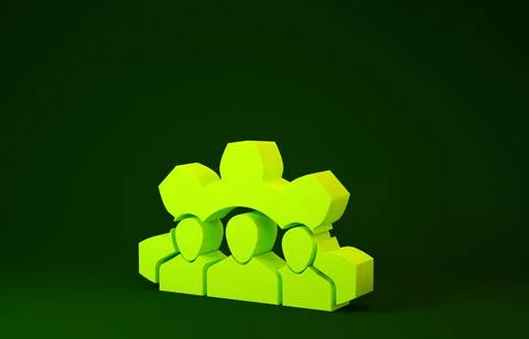 Yellow Project team base icon isolated on green background. Business analysis Stock Illustration