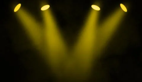 Yellow projector background. Spotlight stage with smoke on the floor . Isolat Stock Illustration
