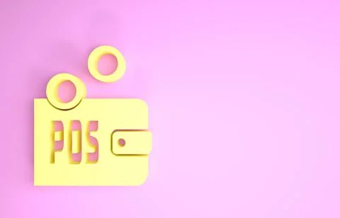 Yellow Proof of stake icon isolated on pink background. Cryptocurrency econom Illustrazione stock