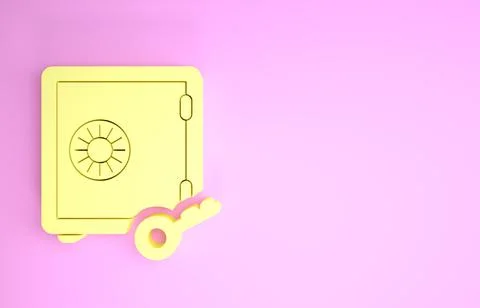 Yellow Proof of stake icon isolated on pink background. Cryptocurrency econom 스톡 일러스트