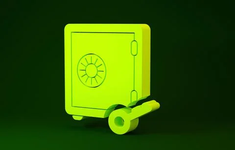 Yellow Proof of stake icon isolated on green background. Cryptocurrency econo 스톡 일러스트