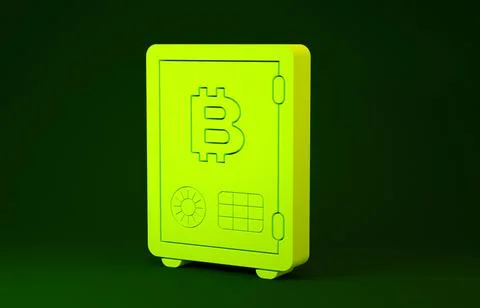 Yellow Proof of stake icon isolated on green background. Cryptocurrency econo 스톡 일러스트