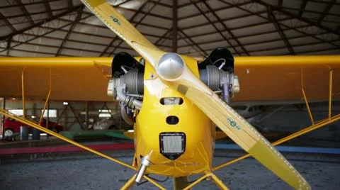 Yellow Propeller Plane Stock Footage 22060324