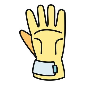 Yellow protective work glove with strap flat icon Stock Illustration