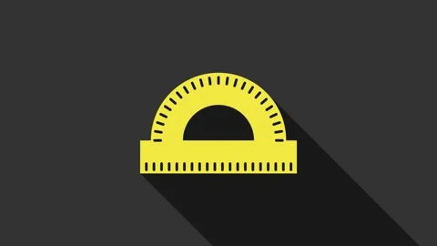 Yellow Protractor grid for measuring degrees icon isolated on grey background Video stock 147696155