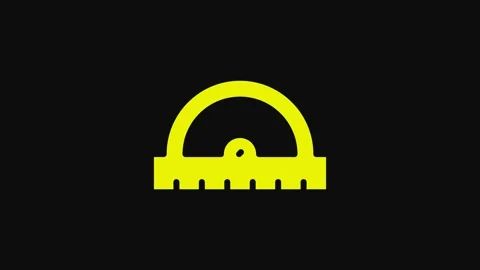 Yellow Protractor grid for measuring degrees icon isolated on black background Video stock 233065987
