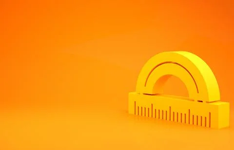 Yellow Protractor grid for measuring degrees icon isolated on orange backgrou Stock Illustration