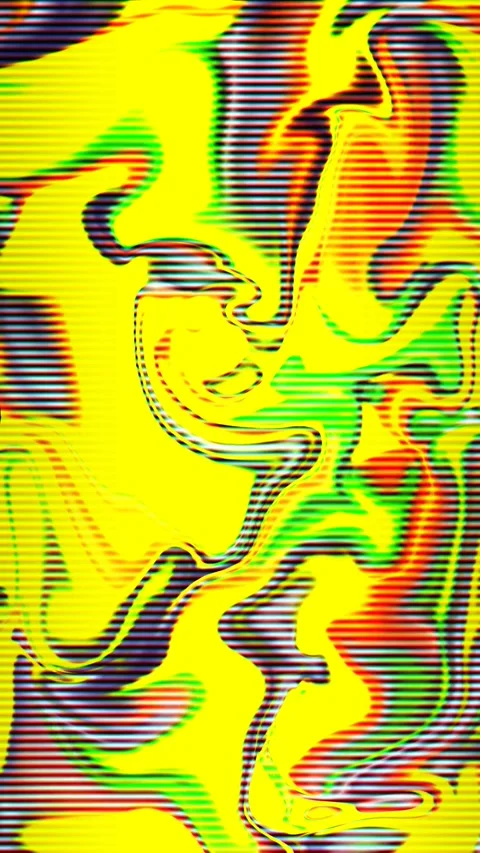 Yellow psychedelic glitch art distortion scanline texture background Stock Footage 345811408