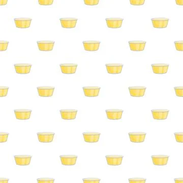 Yellow pudding cups seamless pattern for food background Illustrazione stock