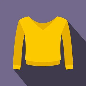 Yellow pullover icon, flat style Stock Illustration