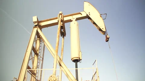 Yellow Pump Jack Video stock 43350498