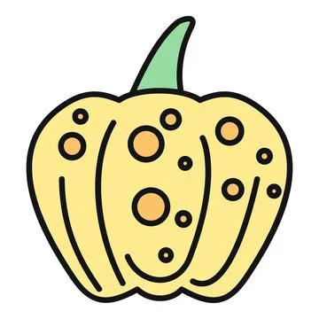 Yellow pumpkin squash vegetable for autumn harvest icon Stock Illustration