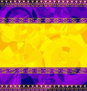 Yellow purple colored image of frame with abstract figures Stock Illustration
